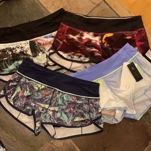 Lot of 4 pairs size 4 lululemon speed shorts.